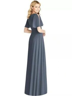 Social Bridesmaids Chiffon Ruffle Sleeve Full Length Dress 8188 Silverstone 4